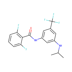 CC(C)Nc1cc(NC(=O)c2c(F)cccc2F)cc(C(F)(F)F)c1 ZINC000299836721