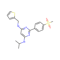 CC(C)Nc1cc(NCc2cccs2)nc(-c2ccc(S(C)(=O)=O)cc2)n1 ZINC000029132466