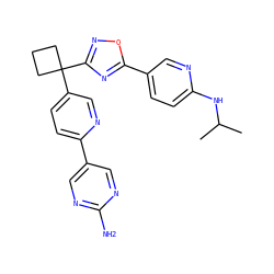 CC(C)Nc1ccc(-c2nc(C3(c4ccc(-c5cnc(N)nc5)nc4)CCC3)no2)cn1 ZINC000114767853
