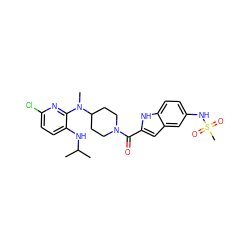 CC(C)Nc1ccc(Cl)nc1N(C)C1CCN(C(=O)c2cc3cc(NS(C)(=O)=O)ccc3[nH]2)CC1 ZINC000013758791