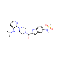 CC(C)Nc1cccnc1N1CCN(C(=O)c2cc3cc(N(C)S(C)(=O)=O)ccc3[nH]2)CC1 ZINC000013827425