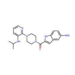 CC(C)Nc1cccnc1N1CCN(C(=O)c2cc3cc(N)ccc3[nH]2)CC1 ZINC000005835188