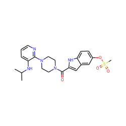 CC(C)Nc1cccnc1N1CCN(C(=O)c2cc3cc(OS(C)(=O)=O)ccc3[nH]2)CC1 ZINC000013827412