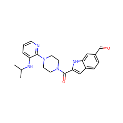 CC(C)Nc1cccnc1N1CCN(C(=O)c2cc3ccc(C=O)cc3[nH]2)CC1 ZINC000005963016