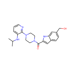 CC(C)Nc1cccnc1N1CCN(C(=O)c2cc3ccc(CO)cc3[nH]2)CC1 ZINC000005963017