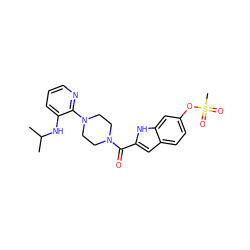 CC(C)Nc1cccnc1N1CCN(C(=O)c2cc3ccc(OS(C)(=O)=O)cc3[nH]2)CC1 ZINC000013827423