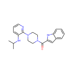 CC(C)Nc1cccnc1N1CCN(C(=O)c2cc3ccccc3[nH]2)CC1 ZINC000000587534