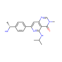 CC(C)Nc1nc(-c2ccc([C@@H](C)N)cc2)cc2ncn(C)c(=O)c12 ZINC000143263087