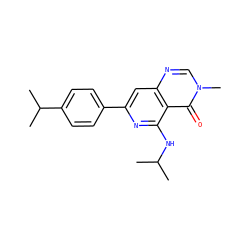 CC(C)Nc1nc(-c2ccc(C(C)C)cc2)cc2ncn(C)c(=O)c12 ZINC000115136562
