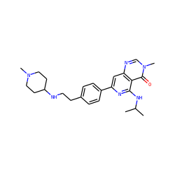 CC(C)Nc1nc(-c2ccc(CCNC3CCN(C)CC3)cc2)cc2ncn(C)c(=O)c12 ZINC000115625310