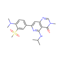 CC(C)Nc1nc(-c2ccc(N(C)C)c(S(C)(=O)=O)c2)cc2ncn(C)c(=O)c12 ZINC000115625230