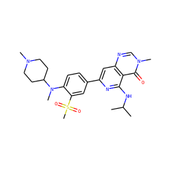 CC(C)Nc1nc(-c2ccc(N(C)C3CCN(C)CC3)c(S(C)(=O)=O)c2)cc2ncn(C)c(=O)c12 ZINC000115626287