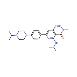 CC(C)Nc1nc(-c2ccc(N3CCN(C(C)C)CC3)cc2)cc2ncn(C)c(=O)c12 ZINC000115624507