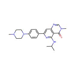 CC(C)Nc1nc(-c2ccc(N3CCN(C)CC3)cc2)cc2ncn(C)c(=O)c12 ZINC000115624421