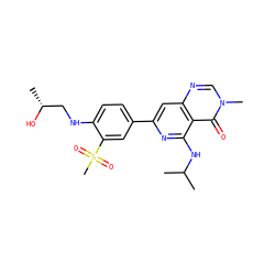 CC(C)Nc1nc(-c2ccc(NC[C@@H](C)O)c(S(C)(=O)=O)c2)cc2ncn(C)c(=O)c12 ZINC000115622540