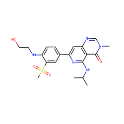 CC(C)Nc1nc(-c2ccc(NCCO)c(S(C)(=O)=O)c2)cc2ncn(C)c(=O)c12 ZINC000115625291