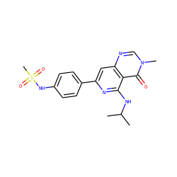 CC(C)Nc1nc(-c2ccc(NS(C)(=O)=O)cc2)cc2ncn(C)c(=O)c12 ZINC000143109680