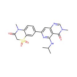 CC(C)Nc1nc(-c2ccc3c(c2)S(=O)(=O)CC(=O)N3C)cc2ncn(C)c(=O)c12 ZINC000115623048