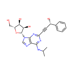 CC(C)Nc1nc(C#C[C@H](O)c2ccccc2)nc2c1ncn2[C@@H]1O[C@H](CO)[C@@H](O)[C@H]1O ZINC000013475060