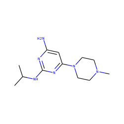 CC(C)Nc1nc(N)cc(N2CCN(C)CC2)n1 ZINC000071340704