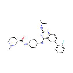 CC(C)Nc1nc(N[C@H]2CC[C@H](NC(=O)[C@@H]3CCCN(C)C3)CC2)c2cc(-c3ccccc3F)ccc2n1 ZINC001772607580