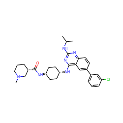 CC(C)Nc1nc(N[C@H]2CC[C@H](NC(=O)[C@H]3CCCN(C)C3)CC2)c2cc(-c3cccc(Cl)c3)ccc2n1 ZINC001772606750