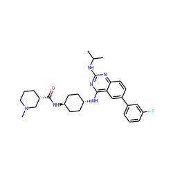 CC(C)Nc1nc(N[C@H]2CC[C@H](NC(=O)[C@H]3CCCN(C)C3)CC2)c2cc(-c3cccc(F)c3)ccc2n1 ZINC001772580653