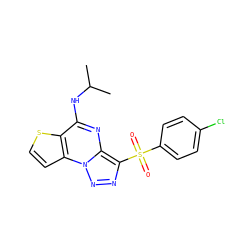 CC(C)Nc1nc2c(S(=O)(=O)c3ccc(Cl)cc3)nnn2c2ccsc12 ZINC000004316478