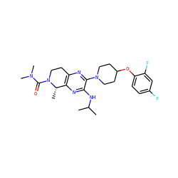 CC(C)Nc1nc2c(nc1N1CCC(Oc3ccc(F)cc3F)CC1)CCN(C(=O)N(C)C)[C@H]2C ZINC001772612623