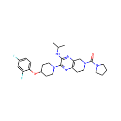 CC(C)Nc1nc2c(nc1N1CCC(Oc3ccc(F)cc3F)CC1)CCN(C(=O)N1CCCC1)C2 ZINC001772615151