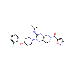 CC(C)Nc1nc2c(nc1N1CCC(Oc3ccc(F)cc3F)CC1)CCN(C(=O)c1ccno1)C2 ZINC001772620302