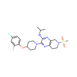 CC(C)Nc1nc2c(nc1N1CCC(Oc3ccc(F)cc3F)CC1)CCN(S(C)(=O)=O)C2 ZINC001772598137