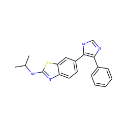 CC(C)Nc1nc2ccc(-c3[nH]cnc3-c3ccccc3)cc2s1 ZINC000029041774