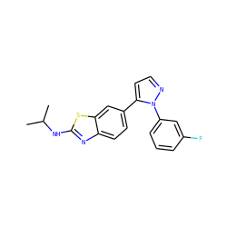 CC(C)Nc1nc2ccc(-c3ccnn3-c3cccc(F)c3)cc2s1 ZINC000029041788