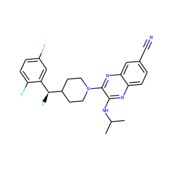 CC(C)Nc1nc2ccc(C#N)cc2nc1N1CCC([C@@H](F)c2cc(F)ccc2F)CC1 ZINC000144513291