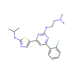 CC(C)Nc1ncc(-c2cc(-c3ccccc3Cl)nc(NCCN(C)C)n2)s1 ZINC000064549006
