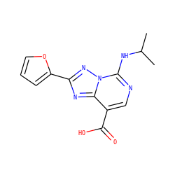 CC(C)Nc1ncc(C(=O)O)c2nc(-c3ccco3)nn12 ZINC000299835257