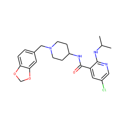 CC(C)Nc1ncc(Cl)cc1C(=O)NC1CCN(Cc2ccc3c(c2)OCO3)CC1 ZINC000028526922