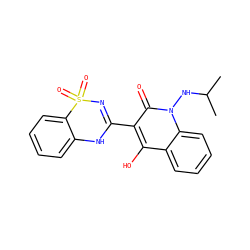 CC(C)Nn1c(=O)c(C2=NS(=O)(=O)c3ccccc3N2)c(O)c2ccccc21 ZINC000101033620
