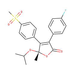CC(C)O[C@@]1(C)OC(=O)C(c2ccc(F)cc2)=C1c1ccc(S(C)(=O)=O)cc1 ZINC000013488591