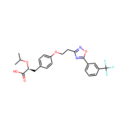 CC(C)O[C@@H](Cc1ccc(OCCc2noc(-c3cccc(C(F)(F)F)c3)n2)cc1)C(=O)O ZINC000026475703