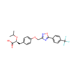 CC(C)O[C@@H](Cc1ccc(OCc2noc(-c3ccc(C(F)(F)F)cc3)n2)cc1)C(=O)O ZINC000026470023