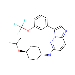 CC(C)O[C@H]1CC[C@H](Nc2ccc3ncc(-c4cccc(OC(F)(F)F)c4)n3n2)CC1 ZINC001772625822