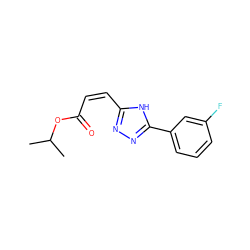 CC(C)OC(=O)/C=C\c1nnc(-c2cccc(F)c2)[nH]1 ZINC000115892775