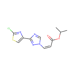 CC(C)OC(=O)/C=C\n1cnc(-c2csc(Cl)n2)n1 ZINC000115887635