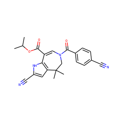 CC(C)OC(=O)C1=CN(C(=O)c2ccc(C#N)cc2)CC(C)(C)c2cc(C#N)[nH]c21 ZINC000045286584