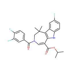 CC(C)OC(=O)C1=CN(C(=O)c2ccc(F)c(F)c2)CC(C)(C)c2c1[nH]c1ccc(F)cc21 ZINC000036410871