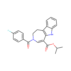 CC(C)OC(=O)C1=CN(C(=O)c2ccc(F)cc2)CCc2c1[nH]c1ccccc21 ZINC000040860227