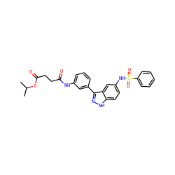 CC(C)OC(=O)CCC(=O)Nc1cccc(-c2n[nH]c3ccc(NS(=O)(=O)c4ccccc4)cc23)c1 ZINC001772631362