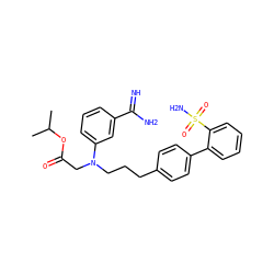 CC(C)OC(=O)CN(CCCc1ccc(-c2ccccc2S(N)(=O)=O)cc1)c1cccc(C(=N)N)c1 ZINC000026844167